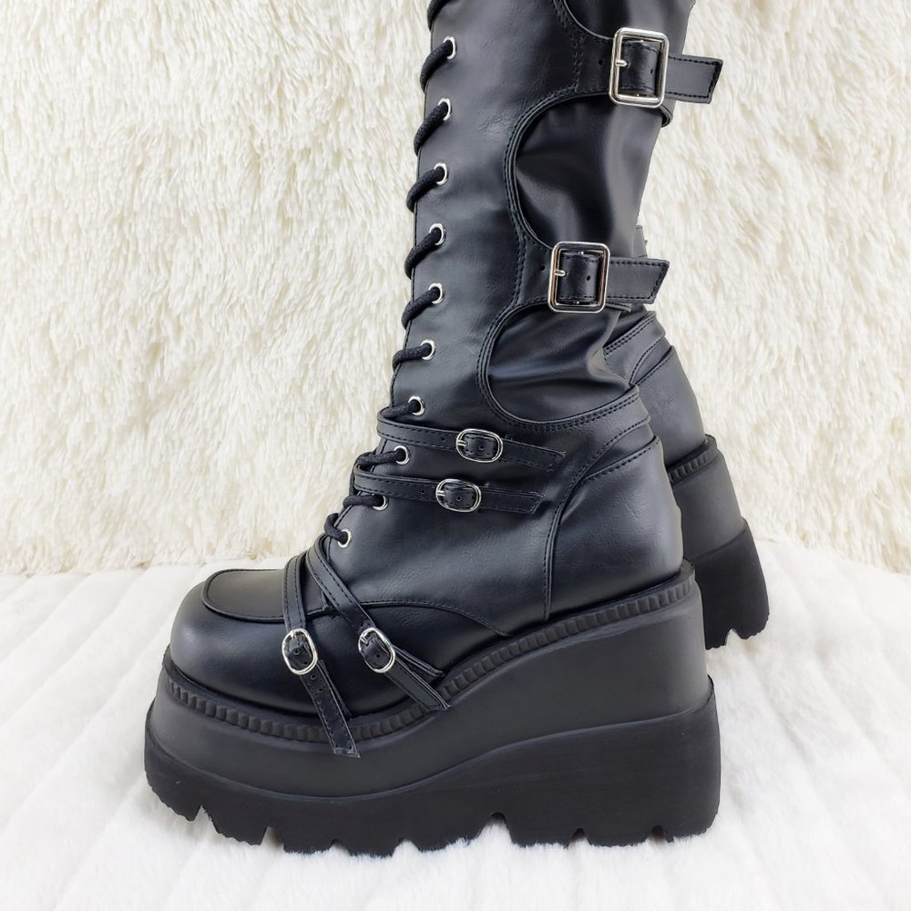 Thigh High Platform Goth Punk Rock Boots Shaker Stomper - Picture 9 of 17